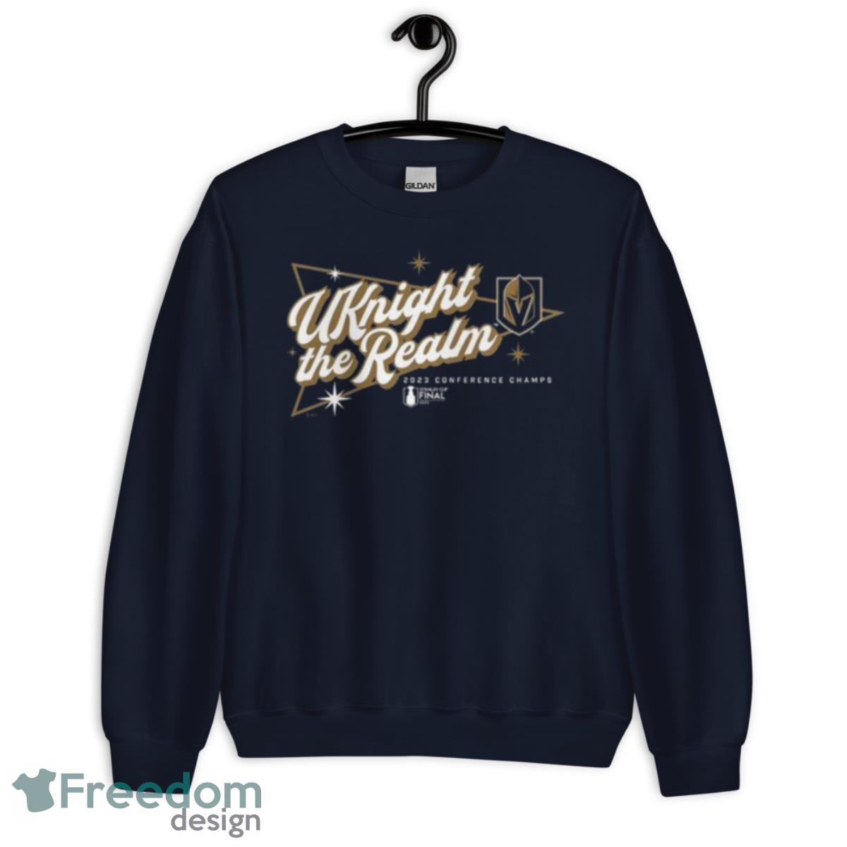 Vegas Golden Knights Uknight The Realm 2023 Conference Champs Shirt - Unisex Crewneck Sweatshirt-1