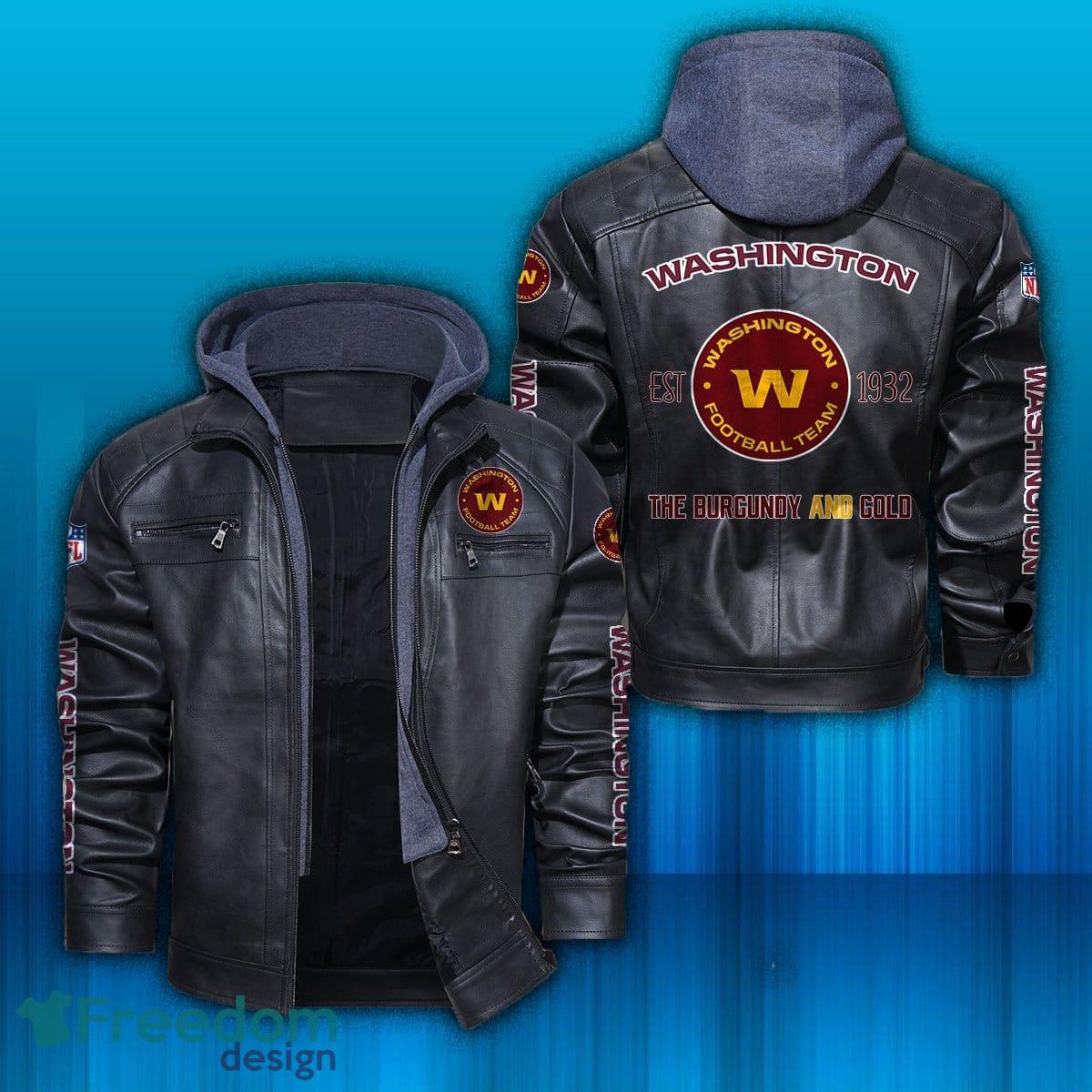 NFL Football Washington Football Team Style 9 Big Logo Black Brown Leather  Jacket For Fans - Freedomdesign