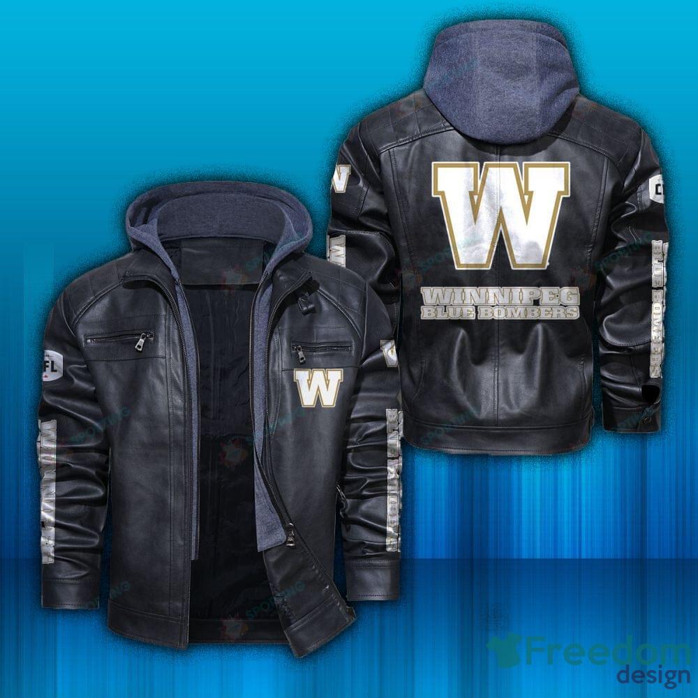 Winnipeg Blue Bombers Logo CFL Design 1 Brown Black Leather Jacket - Winnipeg Blue Bombers Logo CFL Leather Jacket_1 Winnipeg Blue Bombers Logo CFL Design 1 Brown Black Leather Jacket - Winnipeg Blue Bombers Logo CFL Leather Jacket_1