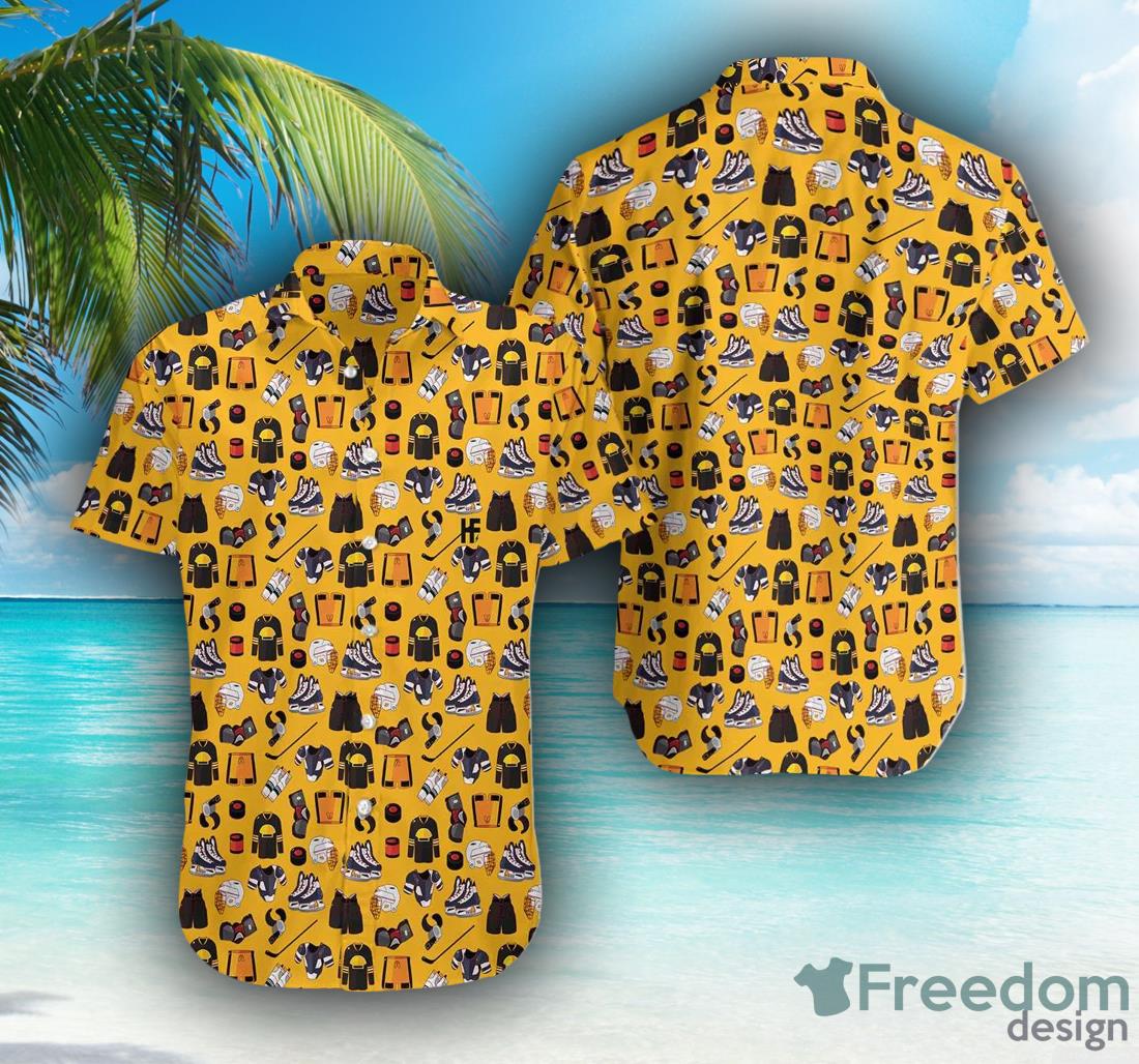 Yellow Ice Hockey Gear Hawaiian Shirt New Gift For Men And Women - Yellow Ice Hockey Gear Hawaiian Shirt New Gift For Men And Women