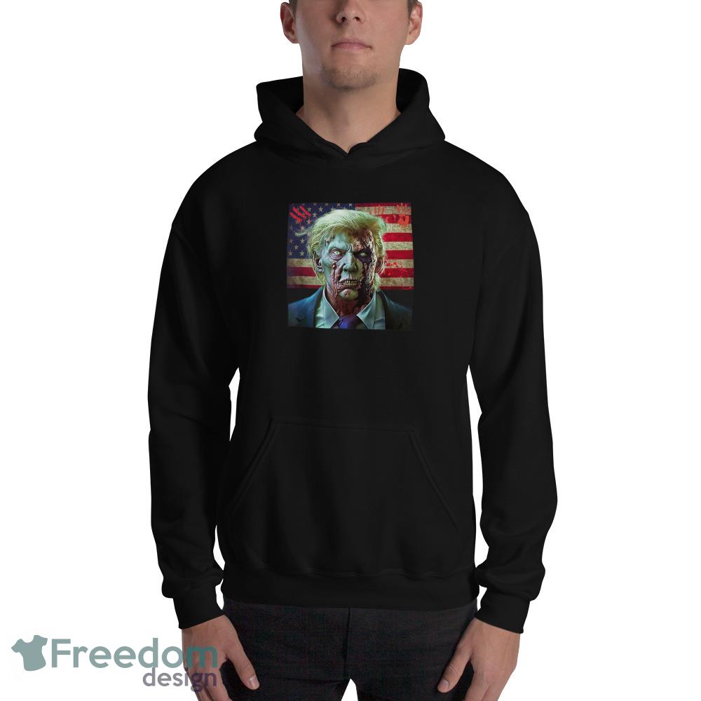 Zombie Trump Presidential Election Biden 2024 T Shirt sential T Shirt - 18500 Unisex Heavy Blend Hooded Sweatshirt
