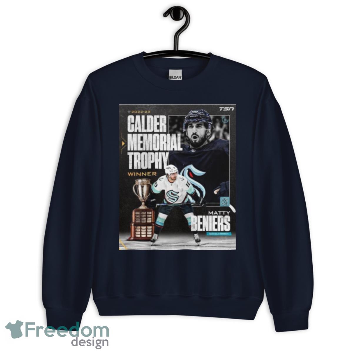 2022 2023 Calder Memorial Trophy Winner Matty Beniers Seattle Kraken Poster shirt Product Photo 2