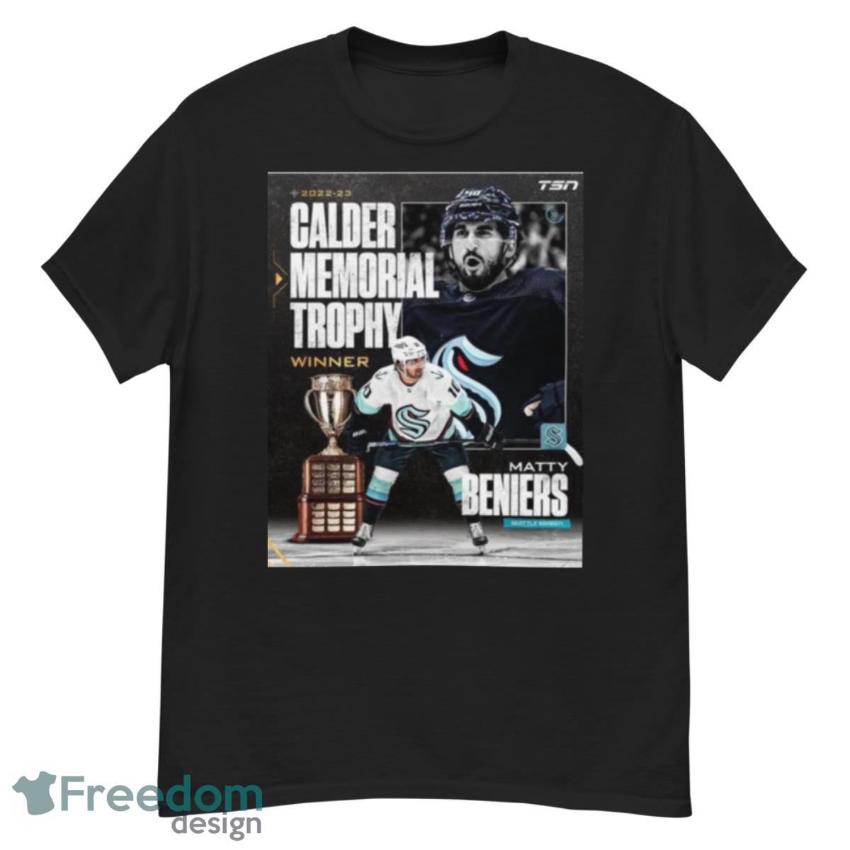 2022-2023 Calder Memorial Trophy Winner Matty Beniers Seattle Kraken Poster  shirt, hoodie, longsleeve, sweatshirt, v-neck tee