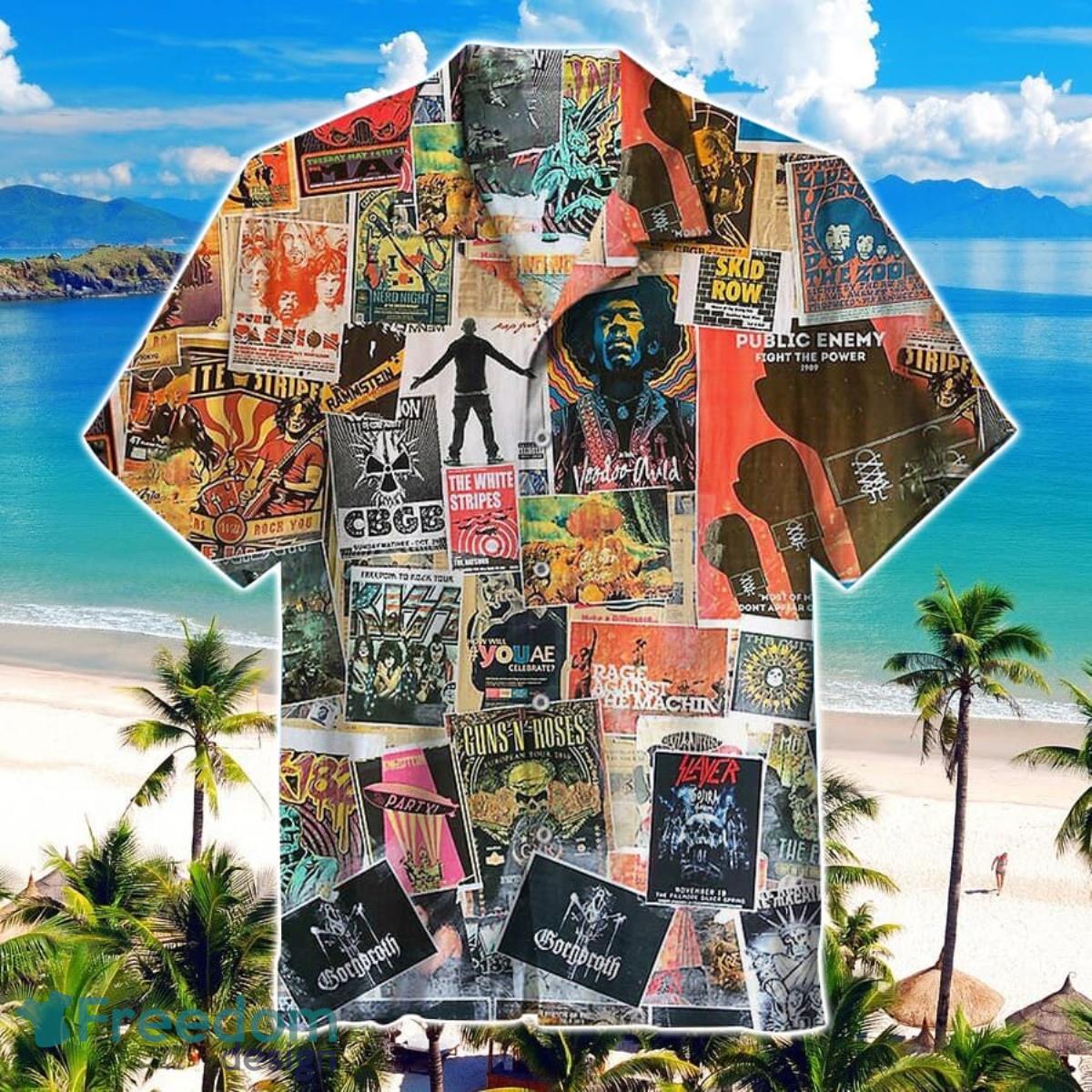 80s Rock Collage Hawaiian Shirt, Aloha Summer Tee Product Photo 1