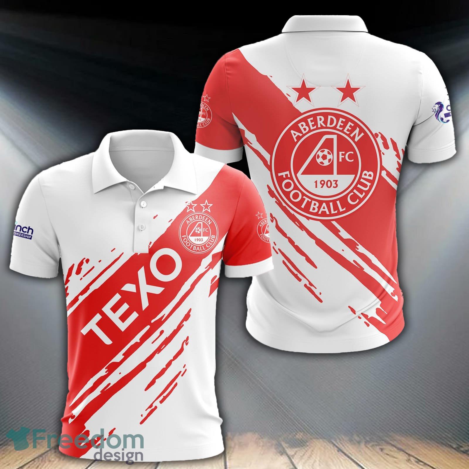 Aberdeen FC Logo SPFL Fans 3D Polo Shirt Strip For Men And Women Gift - Aberdeen FC Logo SPFL Fans 3D Polo Shirt Strip For Men And Women Gift