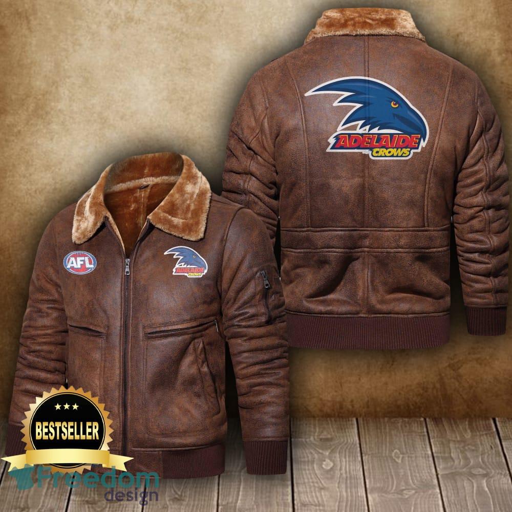 Afl Adelaide Football Club Leather Jacket Feather Neck Men And Women For Fans - Afl Adelaide Football Club 2D Leather Jacket_4