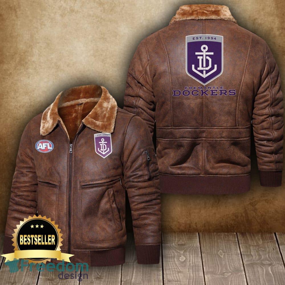 Afl Fremantle Football Club Leather Jacket Feather Neck Men And Women For Fans - Afl Fremantle Football Club 2D Leather Jacket_4
