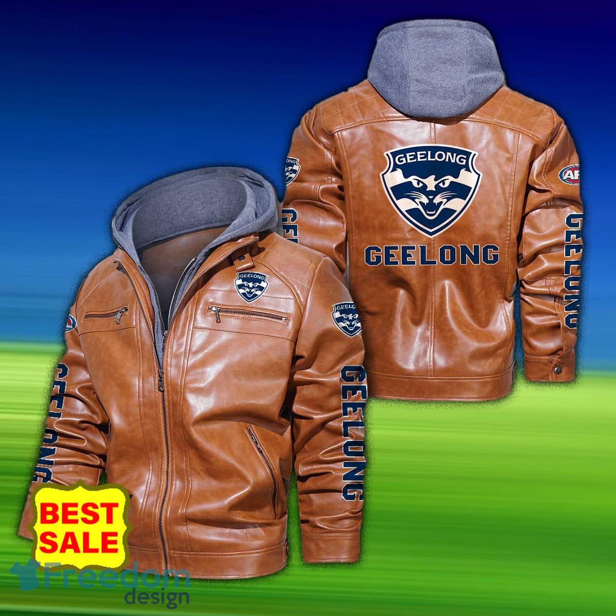 Afl Geelong Football Club 2D Leather Jacket Hat Gift For Men And Women - Geelong Football Club Afl 2D Leather Jacket _3