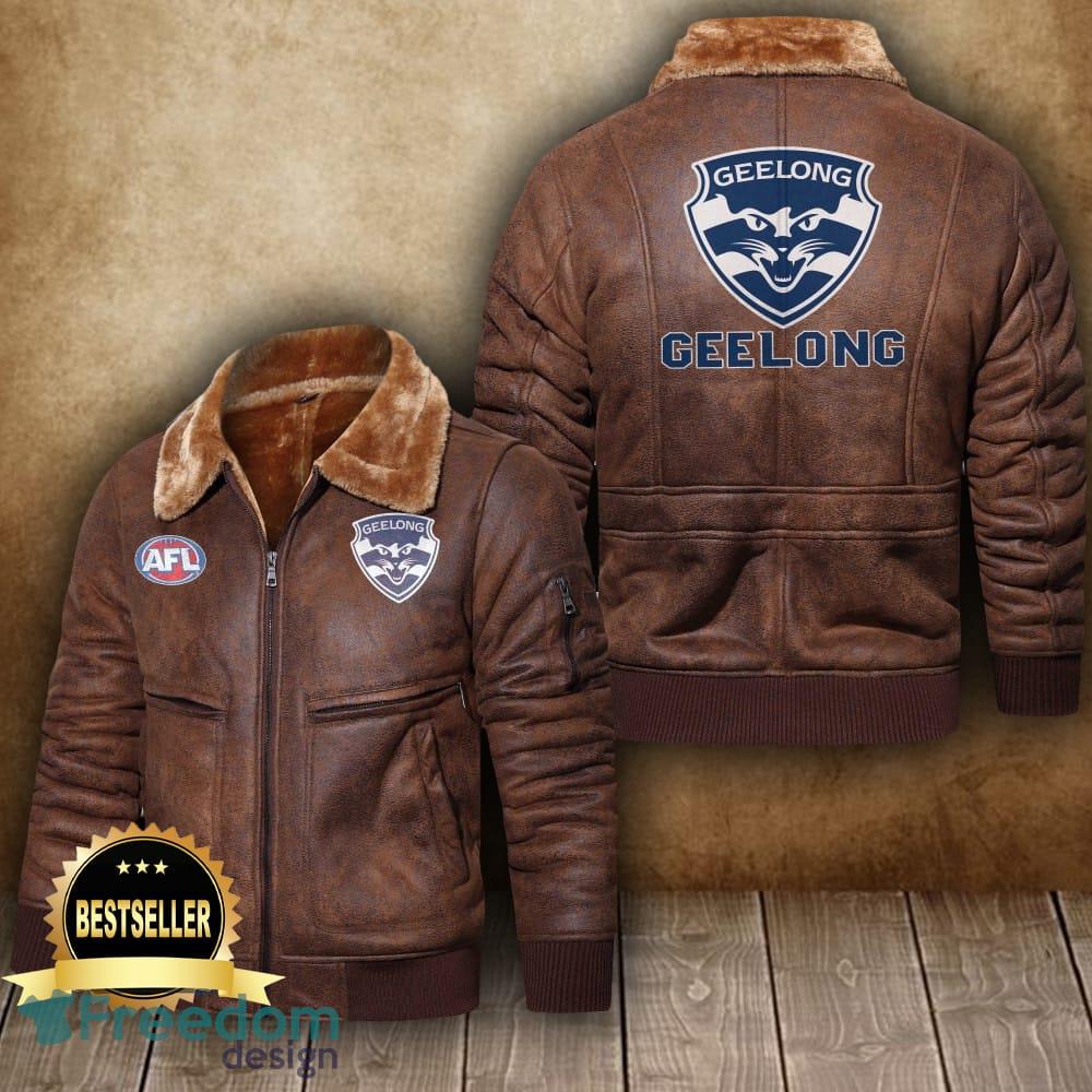 Afl Geelong Football Club Leather Jacket Feather Neck Men And Women For Fans - Afl Geelong Football Club 2D Leather Jacket_4