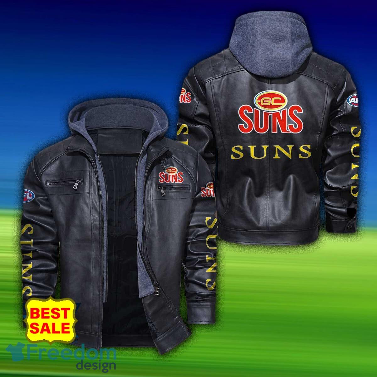 Afl Gold Coast Suns 2D Leather Jacket Hat Gift For Men And Women - Gold Coast Suns Afl 2D Leather Jacket _1 Afl Gold Coast Suns 2D Leather Jacket Hat Gift For Men And Women - Gold Coast Suns Afl 2D Leather Jacket _1