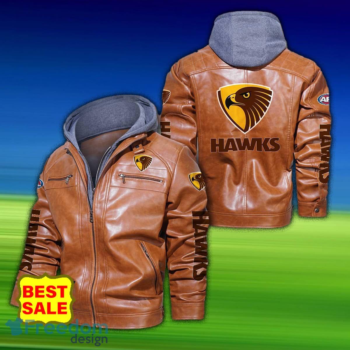 Afl Hawthorn Football Club 2D Leather Jacket Hat Gift For Men And Women - Hawthorn Football Club Afl 2D Leather Jacket _3