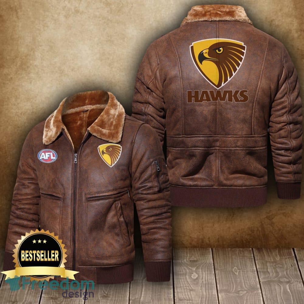 Afl Hawthorn Football Club Leather Jacket Feather Neck Men And Women For Fans - Afl Hawthorn Football Club 2D Leather Jacket_4