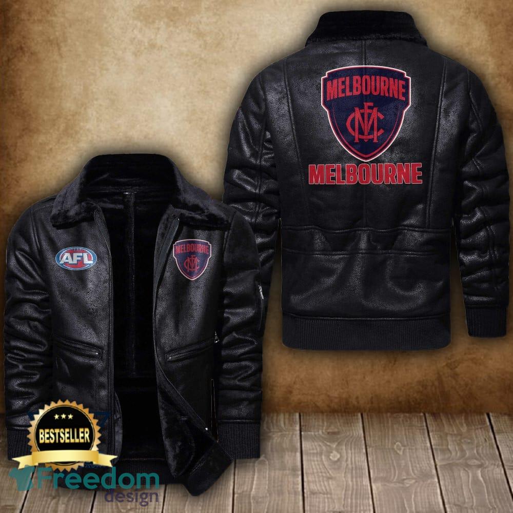 Afl Melbourne Football Club Leather Jacket Feather Neck Men And Women For Fans - Afl Melbourne Football Club 2D Leather Jacket_1 Afl Melbourne Football Club Leather Jacket Feather Neck Men And Women For Fans - Afl Melbourne Football Club 2D Leather Jacket_1