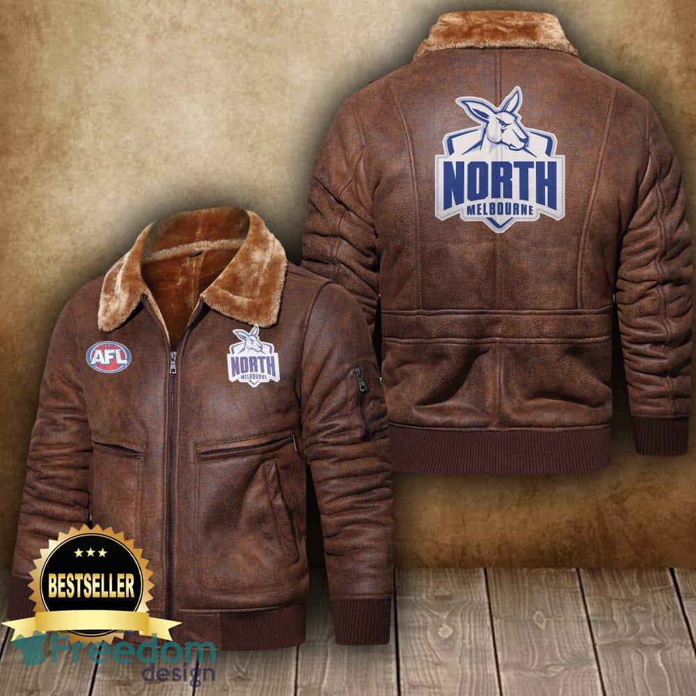 Afl North Melbourne Football Club Leather Jacket Feather Neck Men And Women For Fans - Afl North Melbourne Football Club 2D Leather Jacket_4