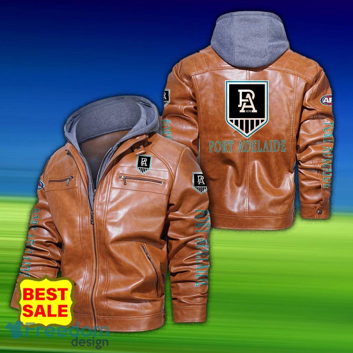 Afl Port Adelaide Football Club 2D Leather Jacket Hat Gift For Men And Women - Port Adelaide Football Club Afl 2D Leather Jacket _3