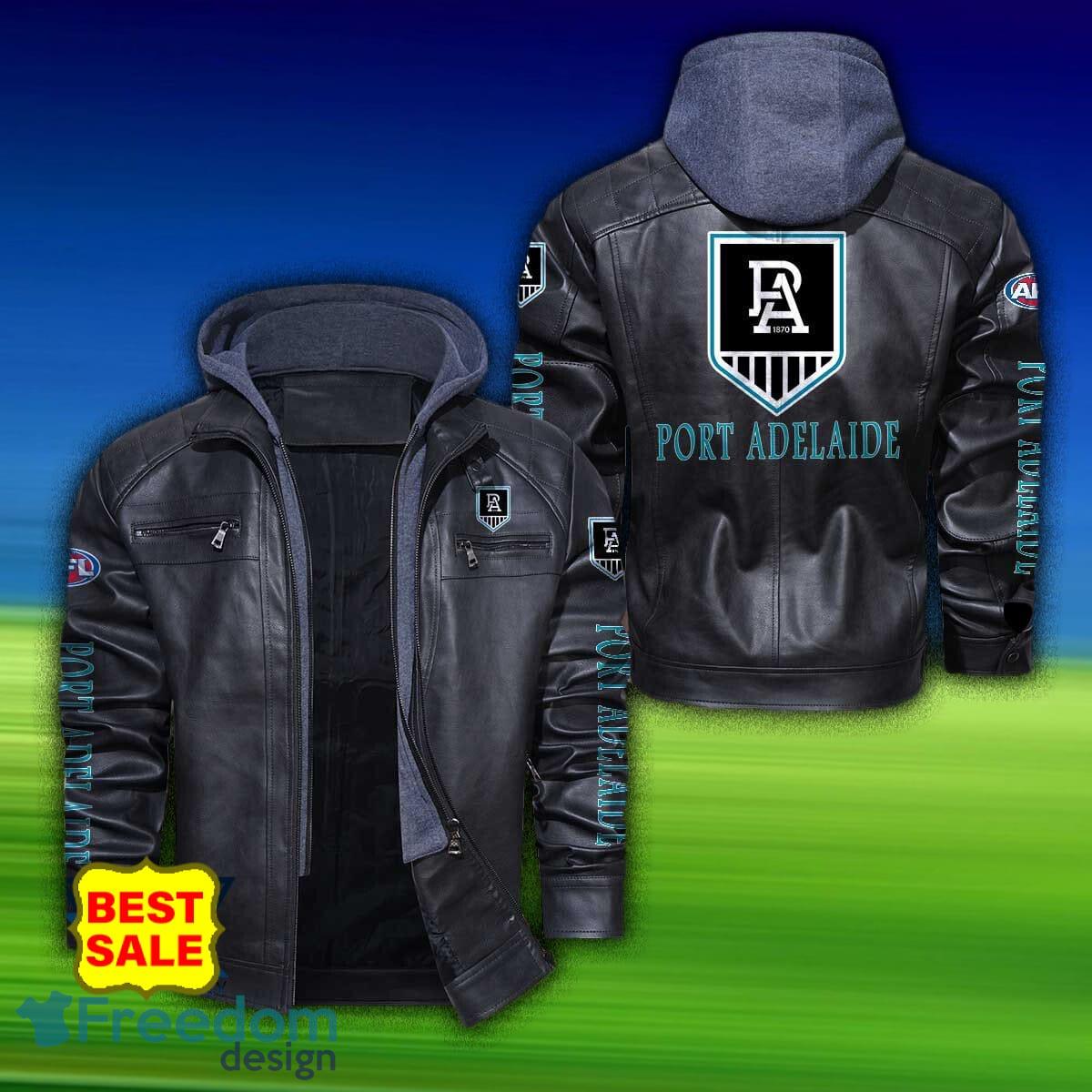 Afl Port Adelaide Football Club 2D Leather Jacket Hat Gift For Men And Women - Port Adelaide Football Club Afl 2D Leather Jacket _1 Afl Port Adelaide Football Club 2D Leather Jacket Hat Gift For Men And Women - Port Adelaide Football Club Afl 2D Leather Jacket _1