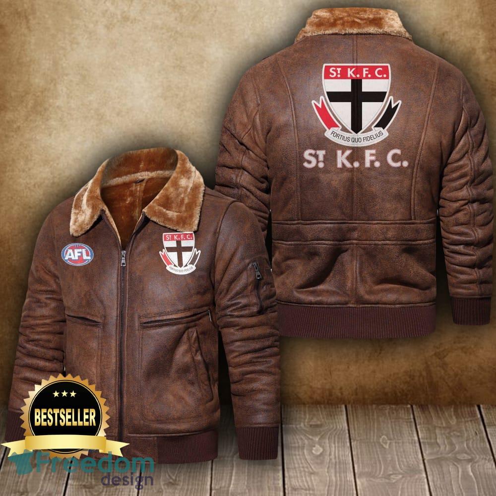 Afl St Kilda Football Club Leather Jacket Feather Neck Men And Women For Fans - Afl St Kilda Football Club 2D Leather Jacket_4