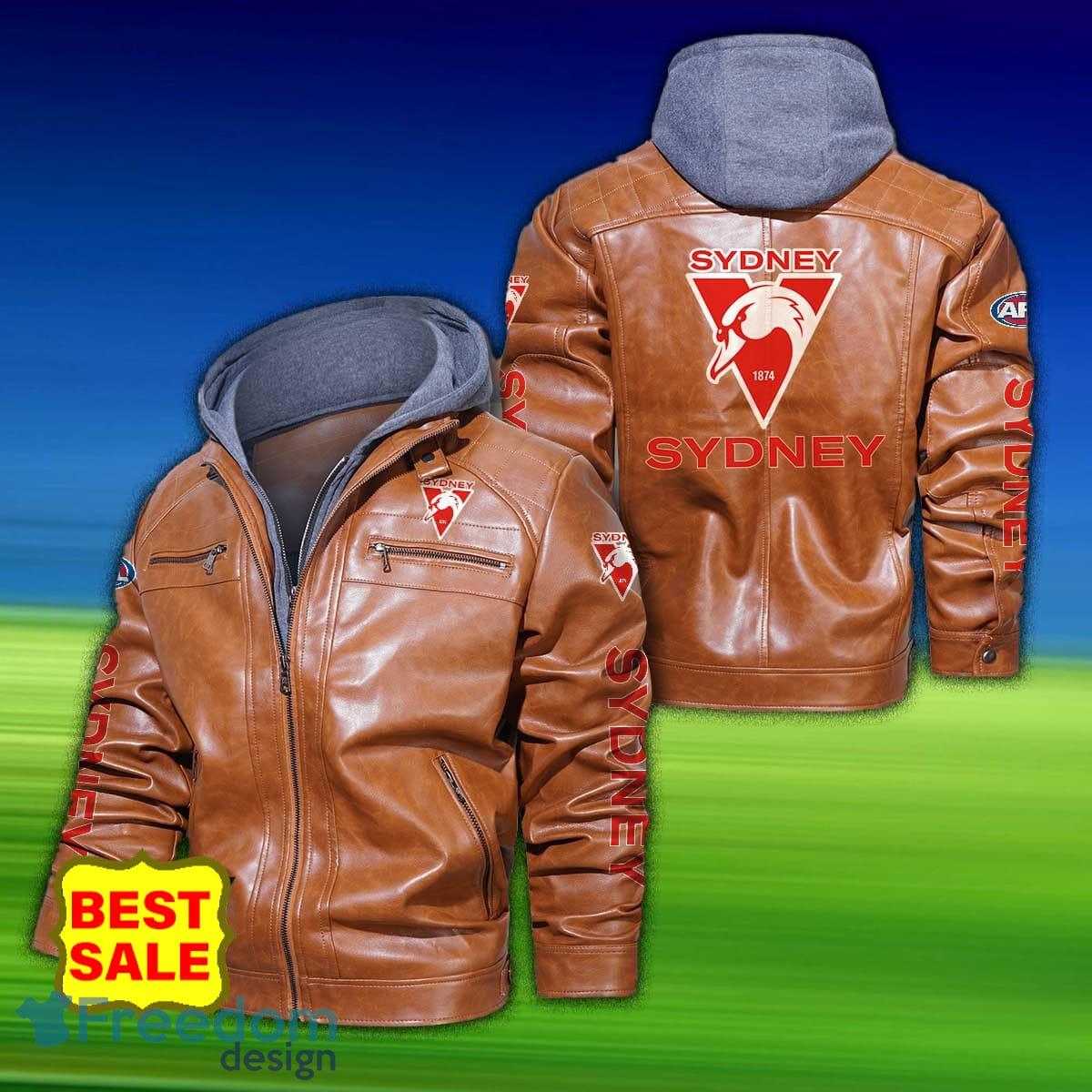 Afl Sydney Swans 2D Leather Jacket Hat Gift For Men And Women - Sydney Swans Afl 2D Leather Jacket _3