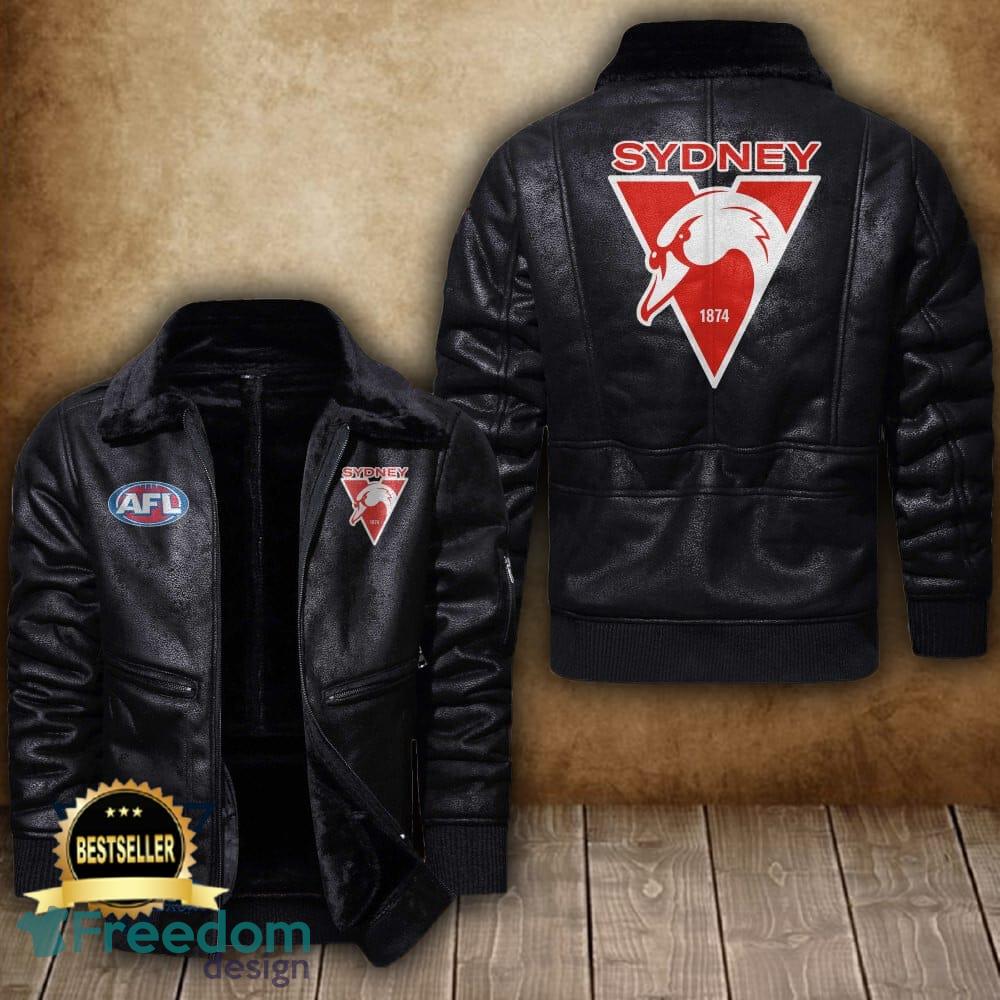 Afl Sydney Swans Leather Jacket Feather Neck Men And Women For Fans - Afl Sydney Swans 2D Leather Jacket_1 Afl Sydney Swans Leather Jacket Feather Neck Men And Women For Fans - Afl Sydney Swans 2D Leather Jacket_1