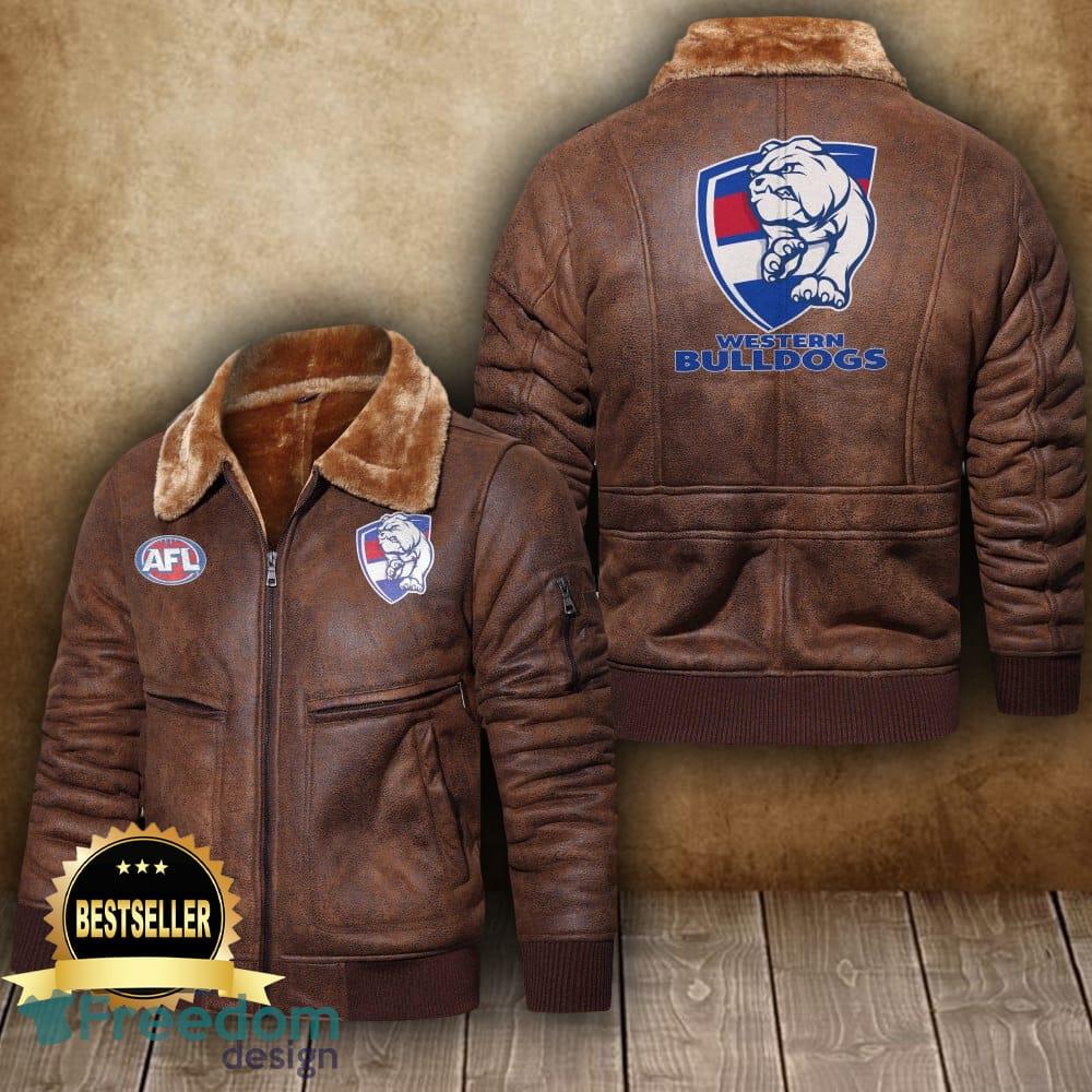 Afl Western Bulldogs Leather Jacket Feather Neck Men And Women For Fans - Afl Western Bulldogs 2D Leather Jacket_4