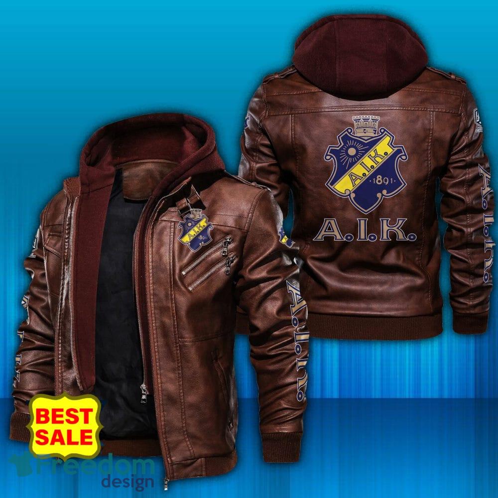 AIK IF SHL Leather Jacket Hat Print Men And Women For Fans Gift - AIK IF SHL Leather Jacket _2