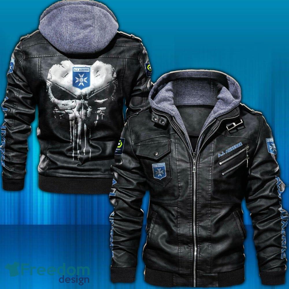 AJ Auxerre Ligue 2D Leather Jacket Hat Design Gift For Men And Women - AJ Auxerre Ligue _1 AJ Auxerre Ligue 2D Leather Jacket Hat Design Gift For Men And Women - AJ Auxerre Ligue _1