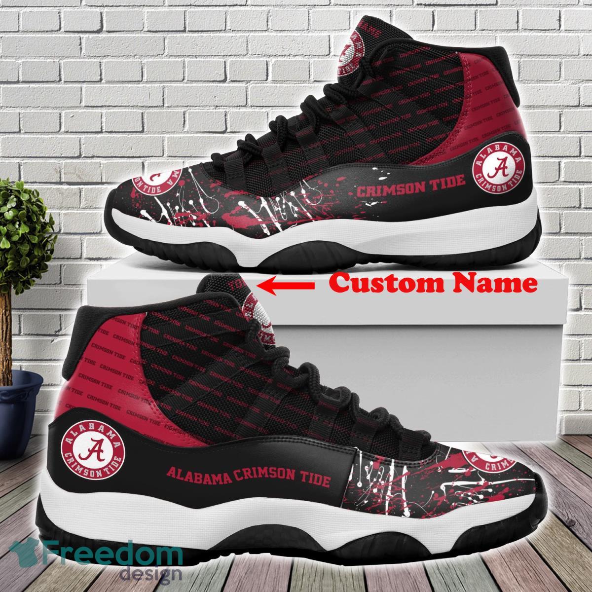 Alabama Crimson Tide Custom Name Air Jordan 11 Sneakers For Fans Product Photo 1
