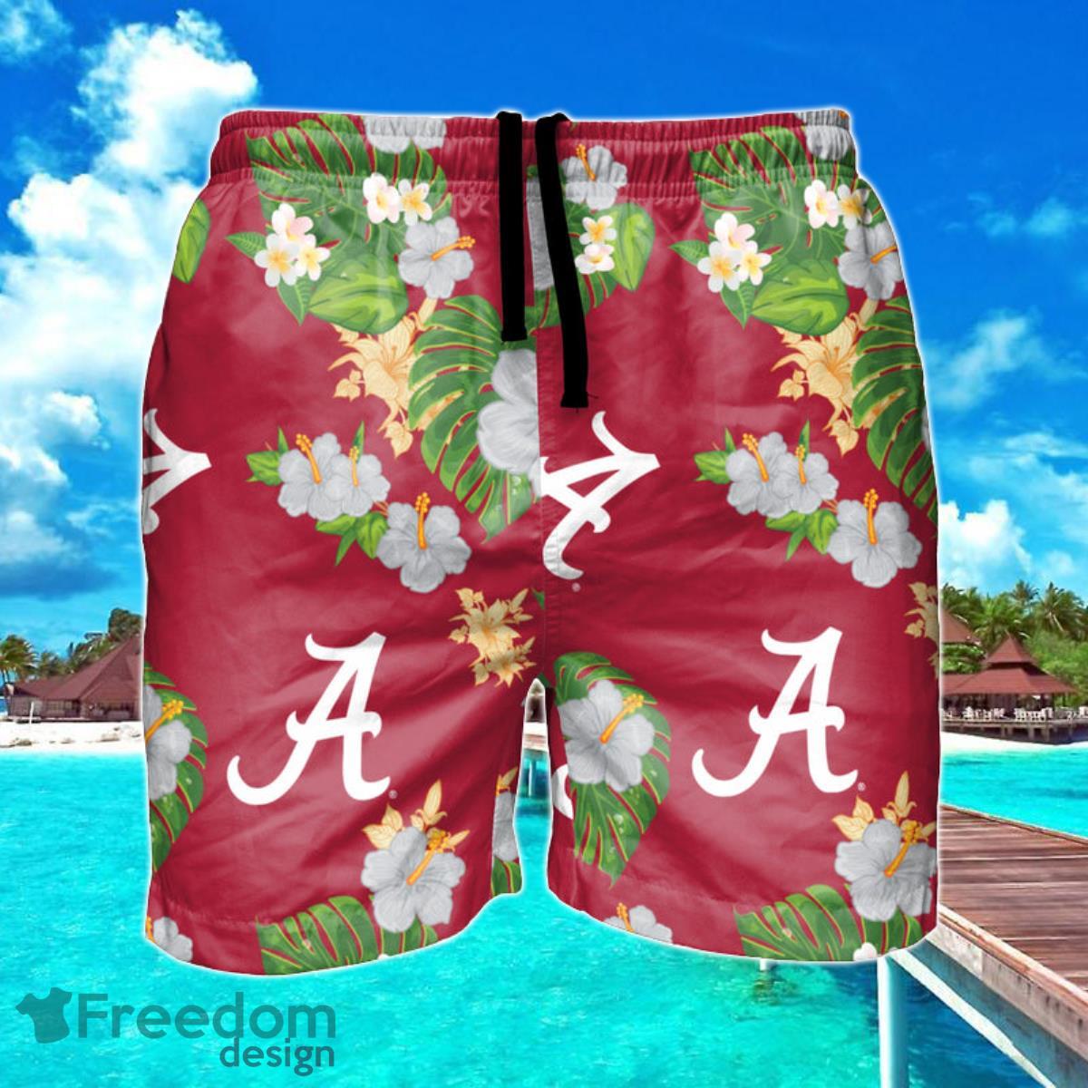 Alabama Crimson Tide NCAA Floral Hawaiian Shorts For Summer Beach Product Photo 1