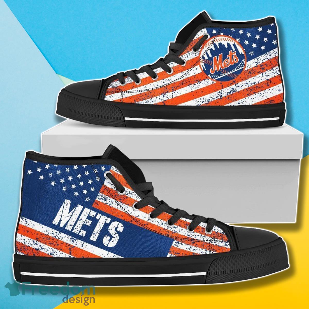 America Flag Italic Vintage Style New York Mets MLB High Top Shoes For Men Women Fans Product Photo 1