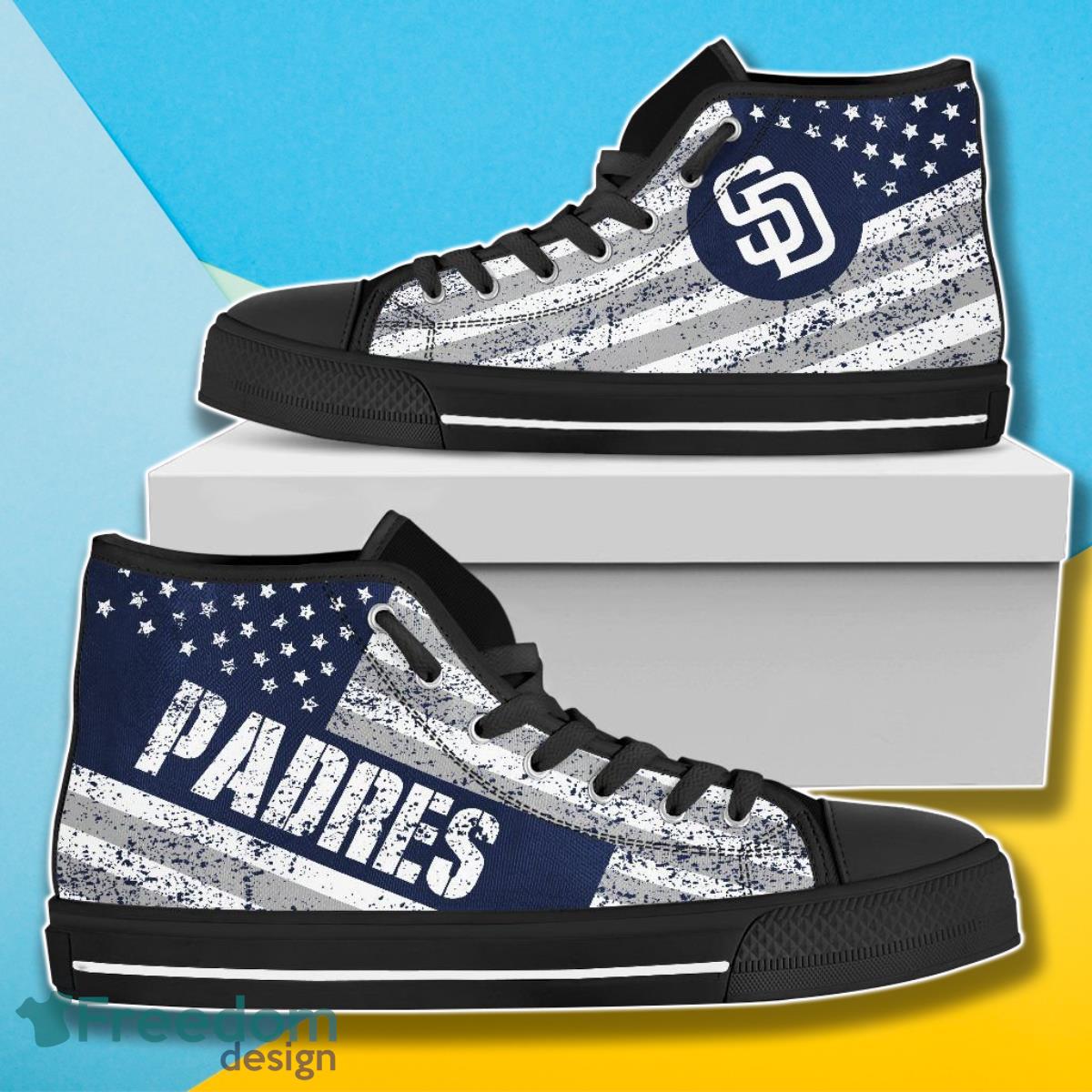 America Flag Italic Vintage Style San Diego Padres MLB High Top Shoes For Men Women Fans Product Photo 1