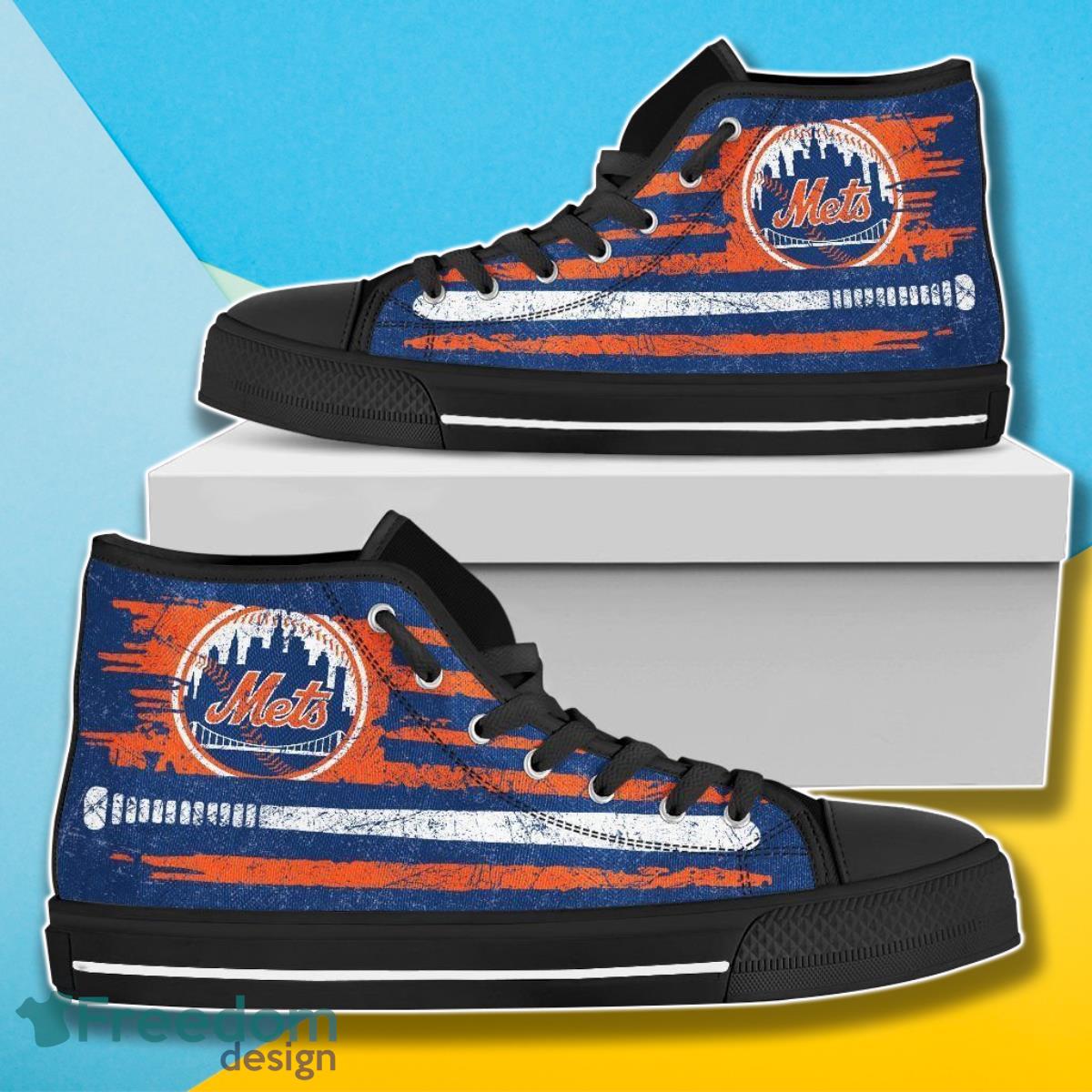 American Flag Vintage Baseball New York Mets MLB High Top Shoes For Men Women Fans Product Photo 1