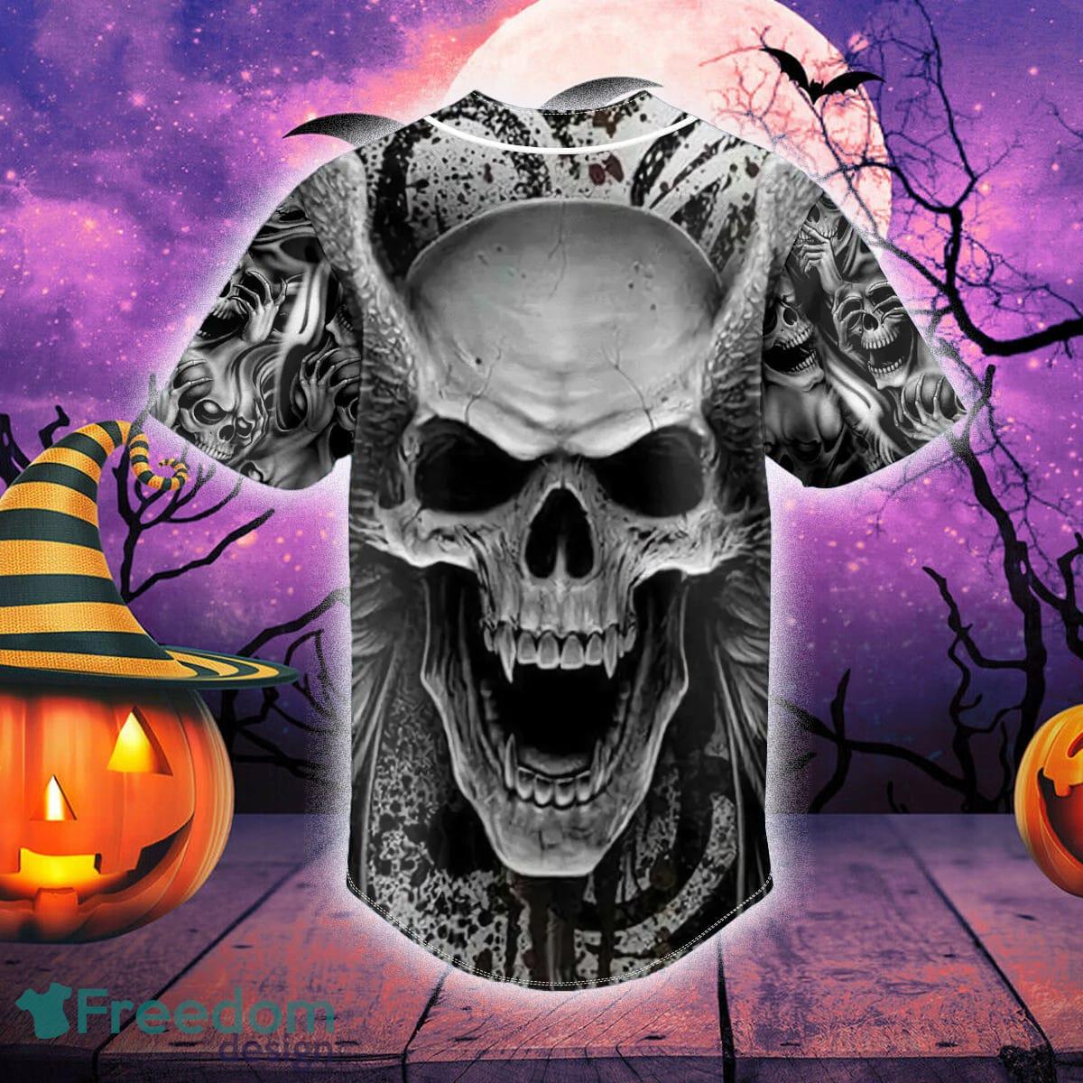 American Flag Punisher Halloween Skull Baseball Jersey Shirt Gift Men Women  - Freedomdesign