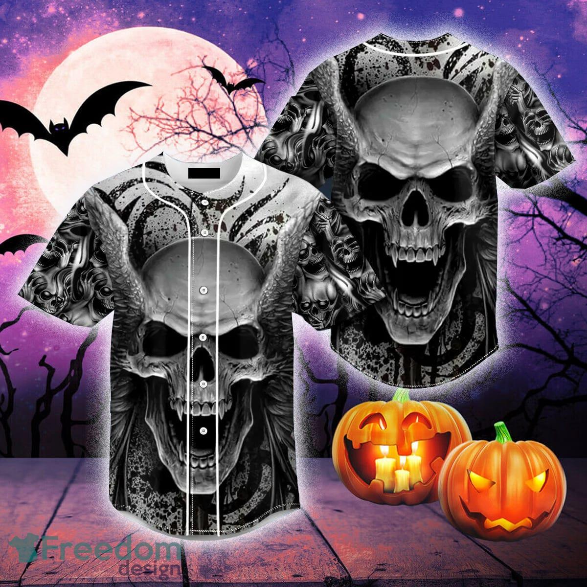 Angel Winged Skull - Skull Clothing - Skull Baseball Jersey - The