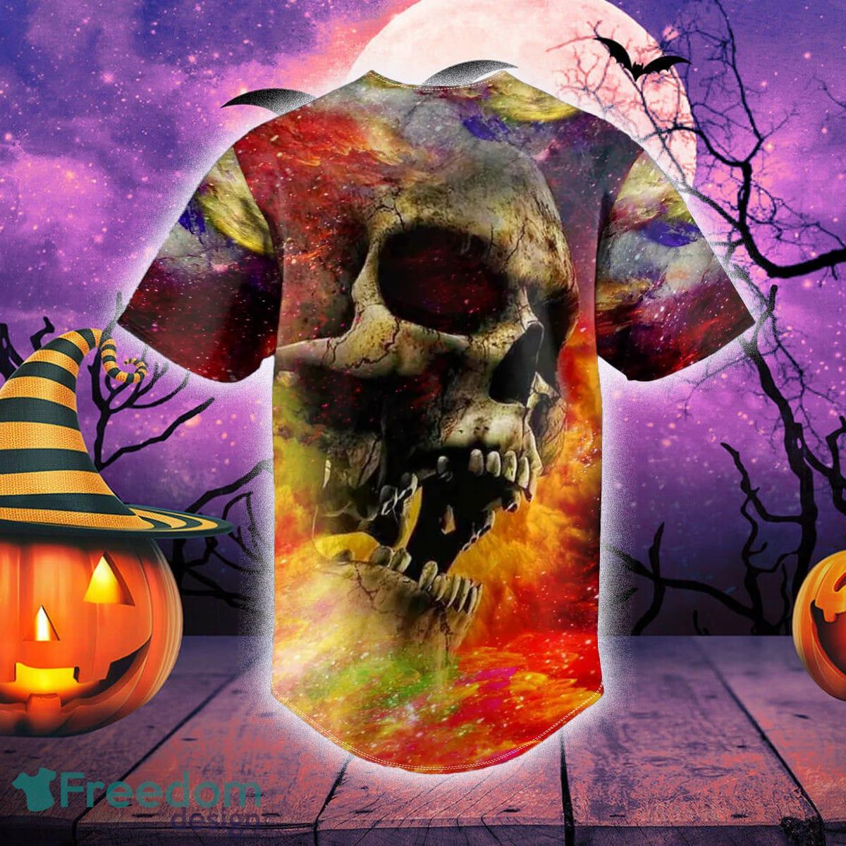 Angry Crack Color Explosion Skull Baseball Jersey For Men And Women Gift Halloween - Angry Crack Color Explosion Skull Baseball Jersey_2