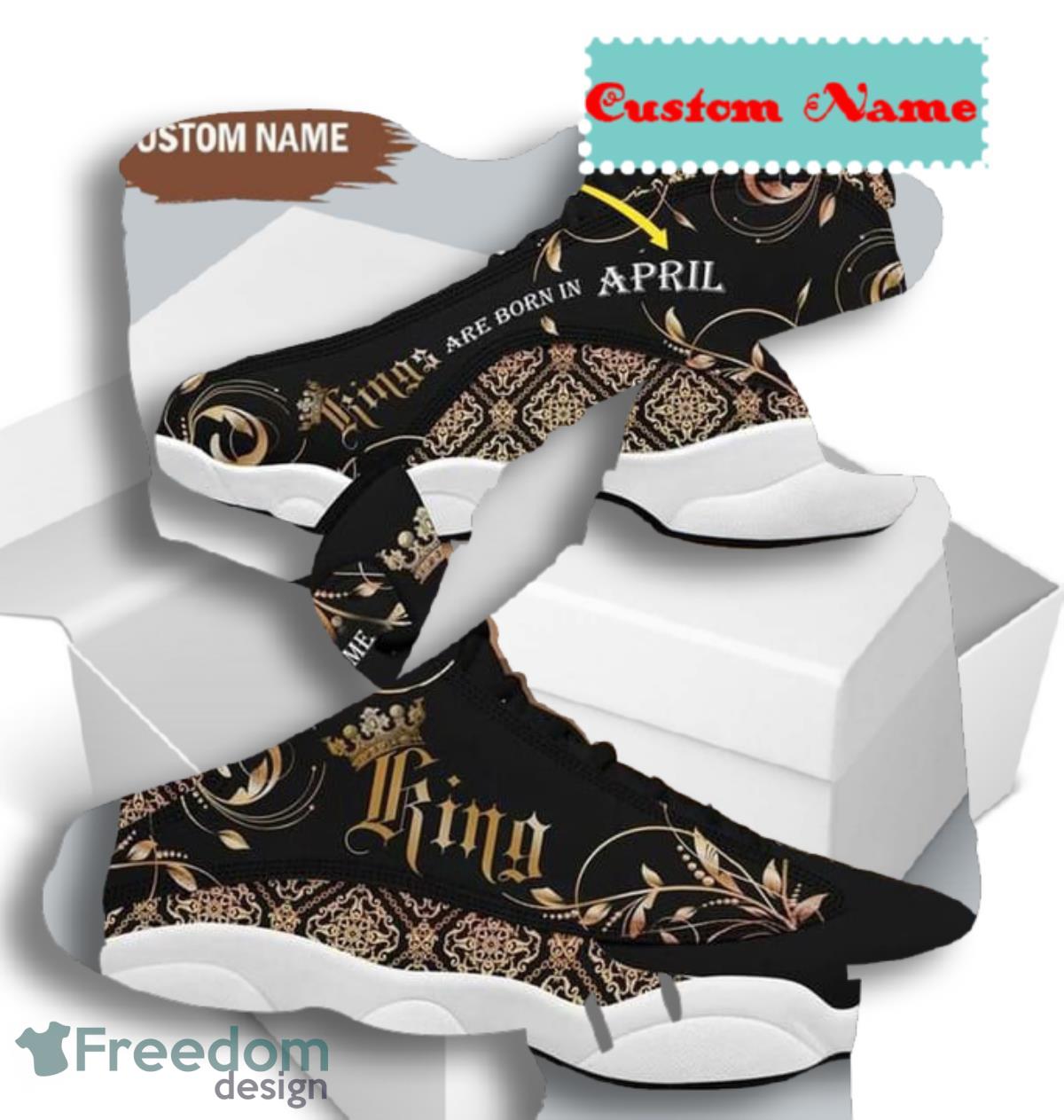 April King And Queen Air Jordan 13 Custom Name Sneakers Best Gift