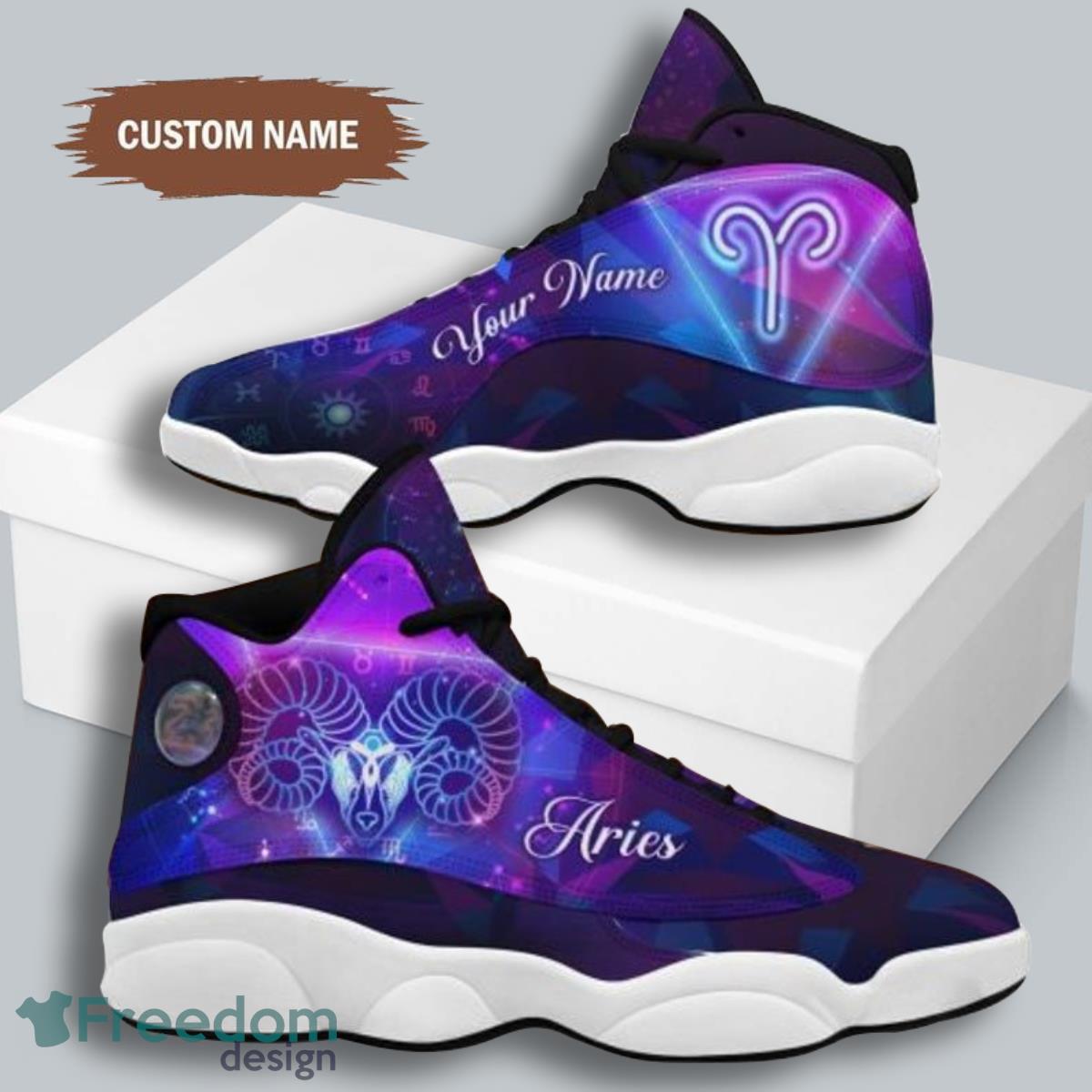 Aries Zodiac Sign Air Jordan 13 Custom Name Sneakers Best Gift For Men And Women Product Photo 1