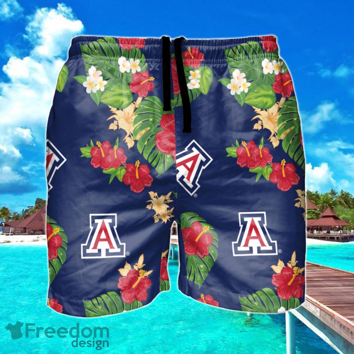 Arizona Wildcats NCAA Floral Hawaiian Shorts For Summer Beach Product Photo 1