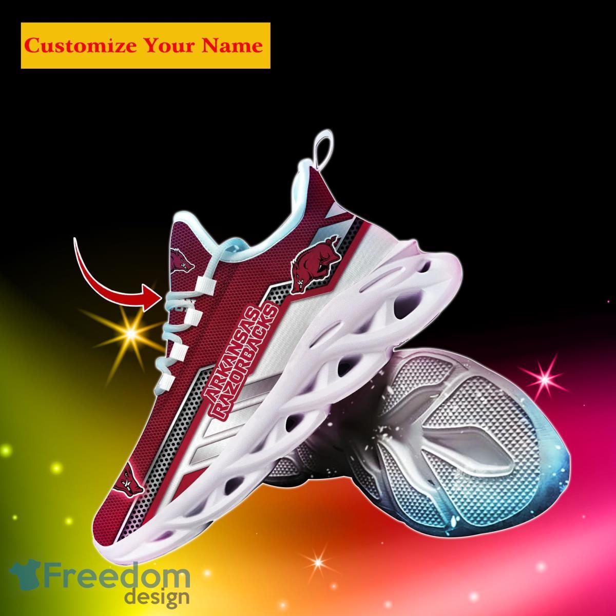 Arkansas Razorbacks NCAA2 Custom Name Max Soul Shoes Bet Gift For Men Women Fans Product Photo 2