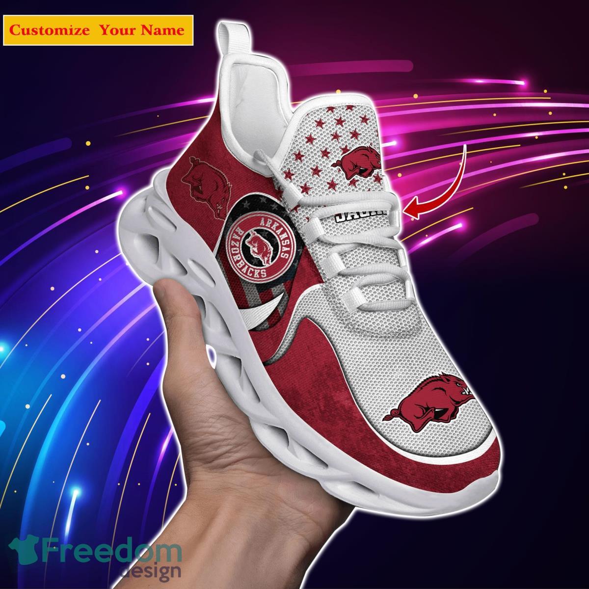 Arkansas Razorbacks NCAA2 Custom Name Max Soul Shoes Special Gift For Men Women Fans Product Photo 1