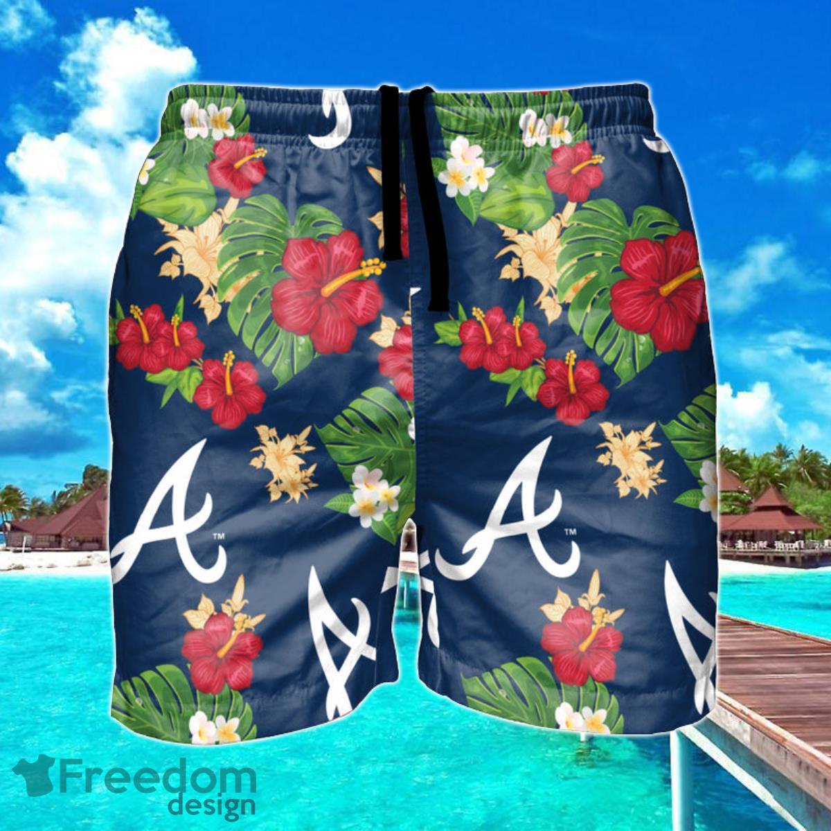 Atlanta Braves MLB Floral Hawaiian Shorts For Summer Beach Product Photo 1