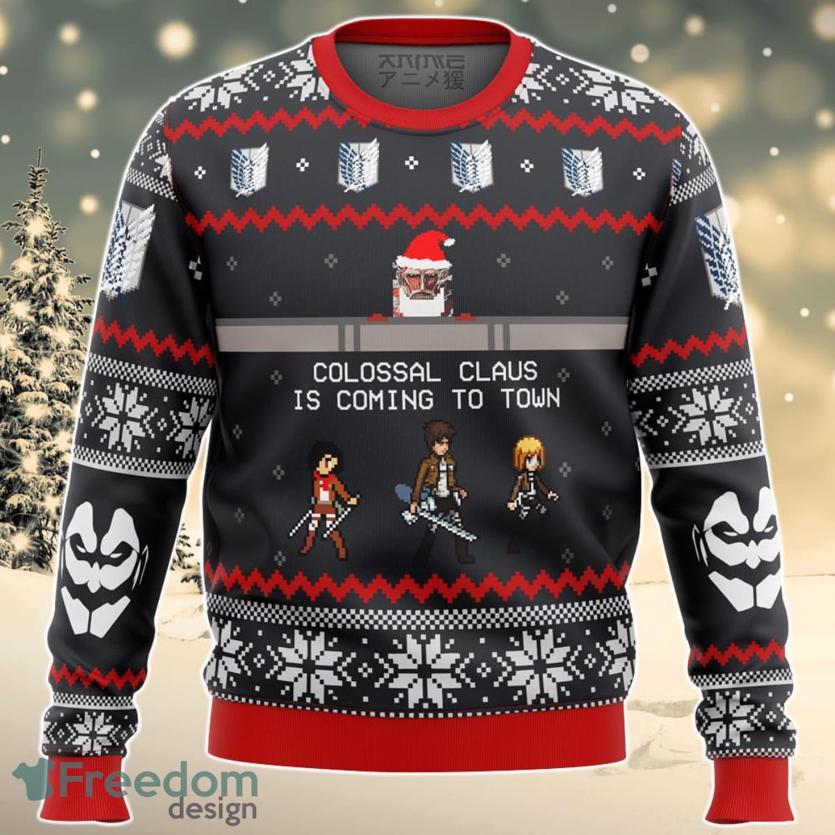Attack on Titan Colossal Claus Ugly Christmas Sweater For Men And Women Product Photo 1