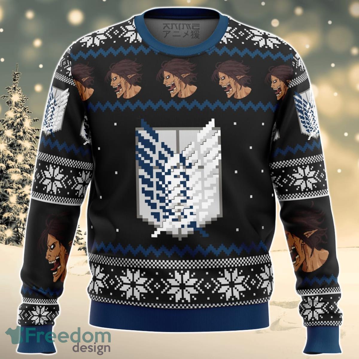 Attack on Titan Survery Corps Ugly Christmas Sweater For Men And Women Product Photo 1