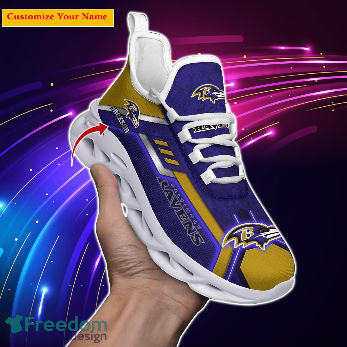 Baltimore Ravens NFL Custom Name Max Soul Shoes Impressive Gift For Men Women Fans Product Photo 1