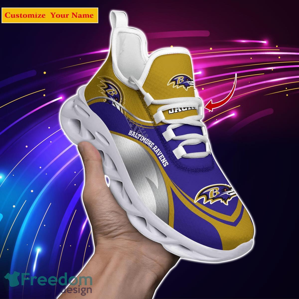 NFL Baltimore Ravens Custom Name Purple Black Max Soul Shoes Gift For Fans  Sport - Freedomdesign