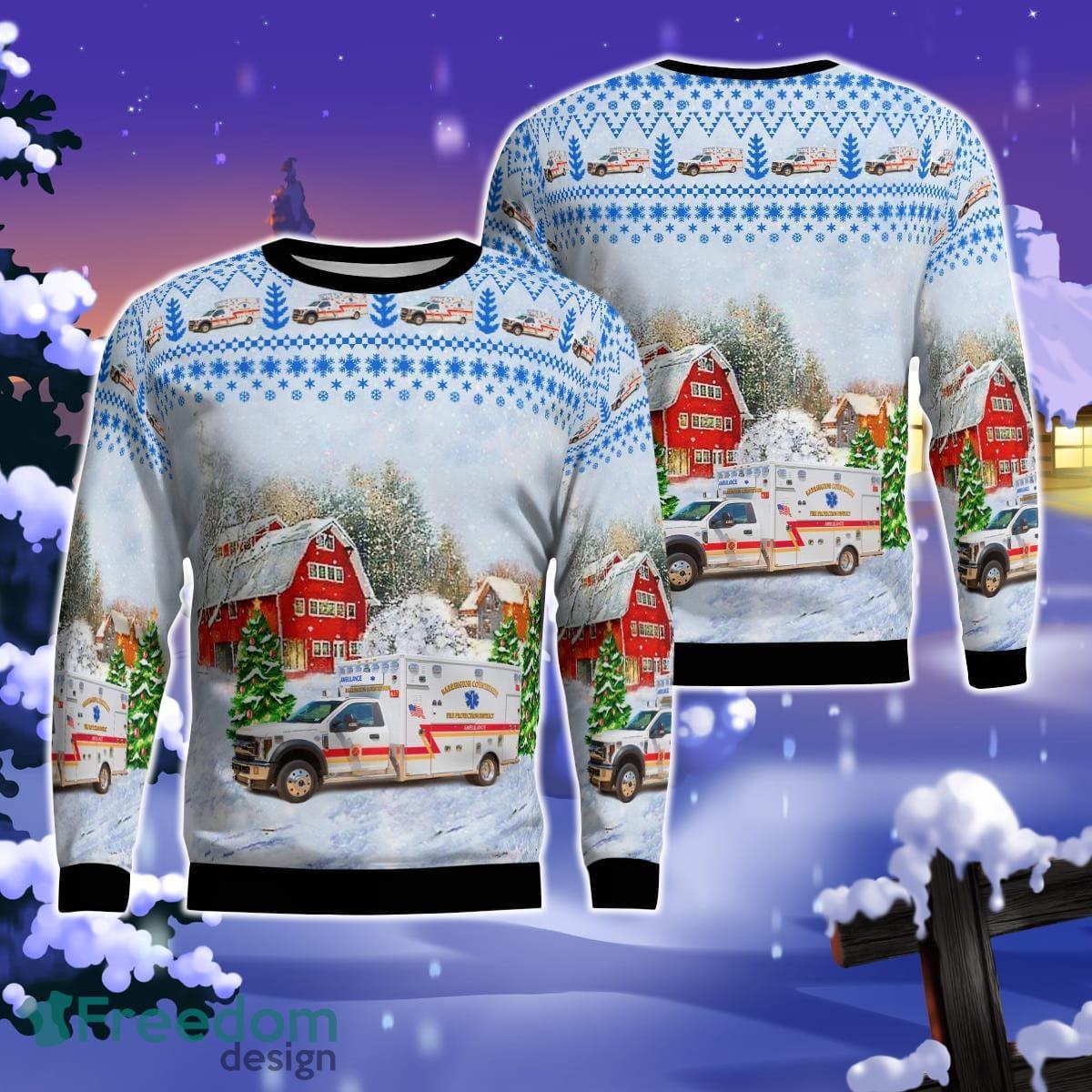 Barrington countryside Fire Protecstion District Ambulance 37 AOP Ugly Sweater Gift For Christmas Product Photo 1