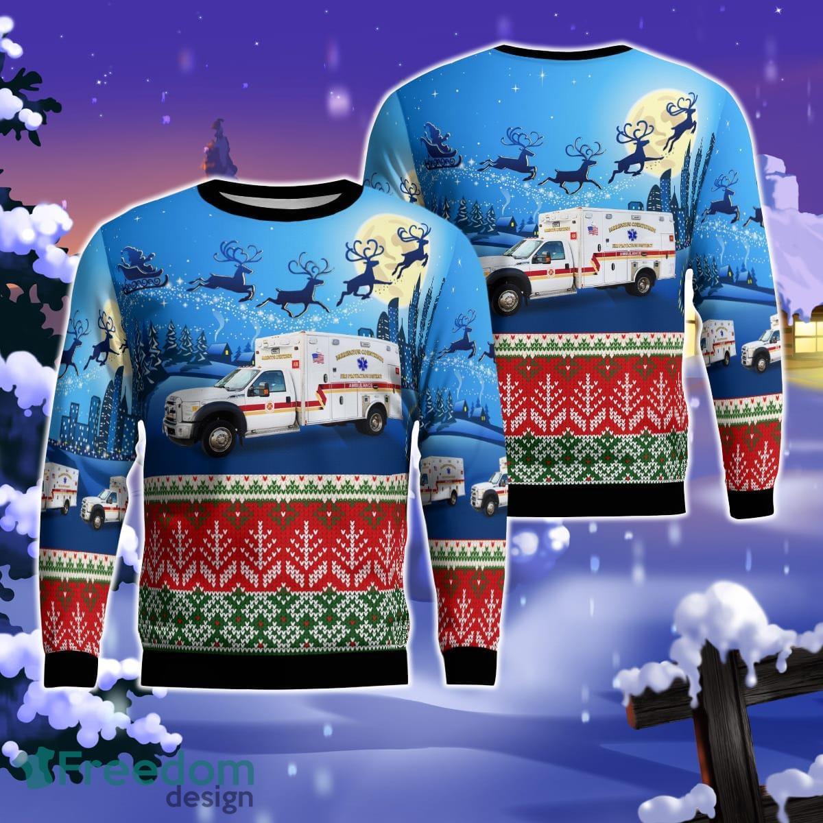 Barrington countryside Fire Protecstion District Ambulance 38 AOP Ugly Sweater Gift For Christmas Product Photo 1