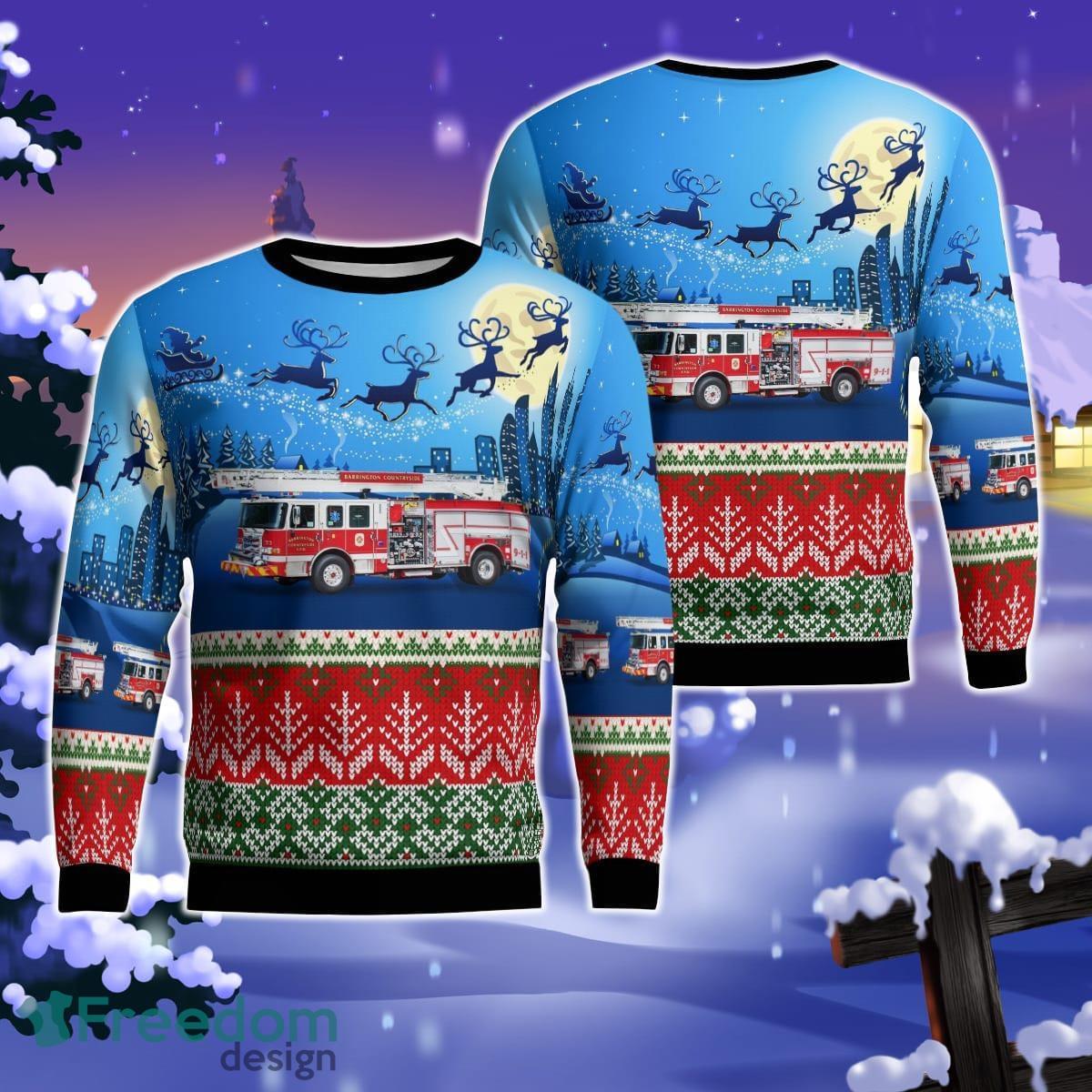 Barrington countryside Fire Protecstion District E38 Skyboom AOP Ugly Sweater Gift For Christmas Product Photo 1