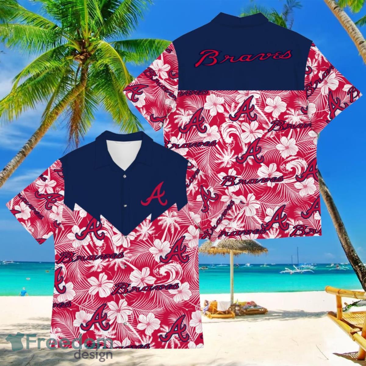 Baseball American Hawaii Shirt Tropical Beach Tree Atlanta Braves Product Photo 1