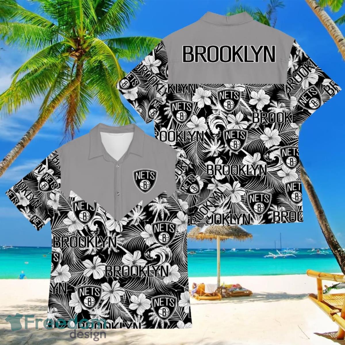 Basketball American Hawaii Shirt Tropical Beach Tree Brooklyn Nets Product Photo 1