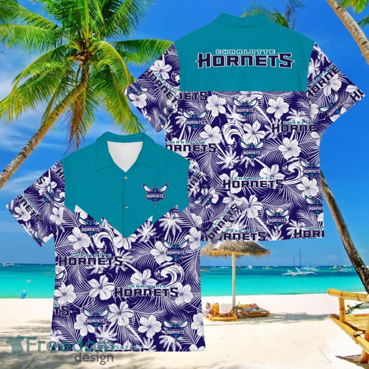 Basketball American Hawaii Shirt Tropical Beach Tree Charlotte Hornets Product Photo 1